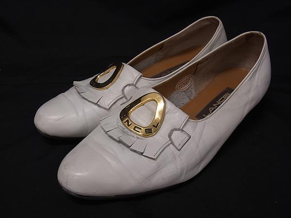 LANCEL ランセル レザー ヒール パンプス 表記サイズ23 1/2 (約23.5cm) 靴 シューズ レディース アイボリー系×ゴールド系 DJ5048