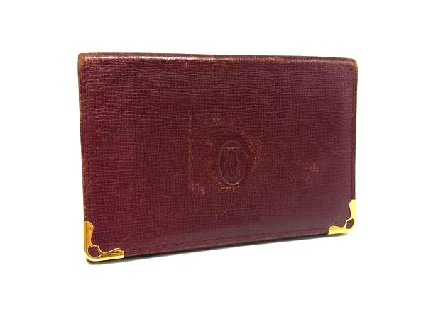■美品■ Cartier カルティエ マストライン レザー カードケース カード入れ パスケース 定期入れ ボルドー系 DJ6675