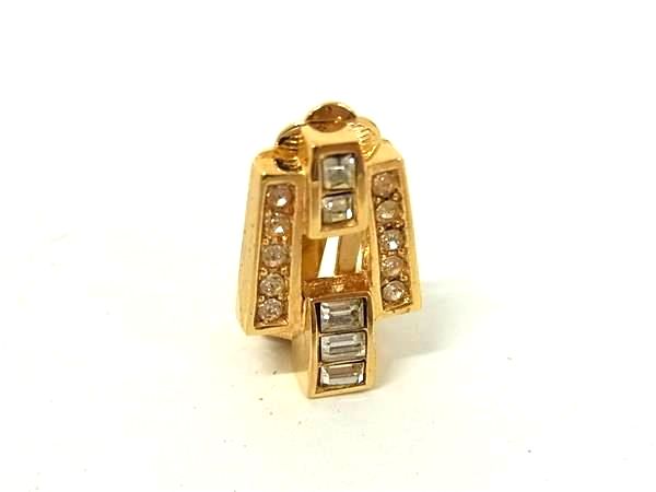 ChristianDior ディオール ヴィンテージ 片耳のみ ラインストーン クリップ式 イヤリング アクセサリー ゴールド系 DK1278