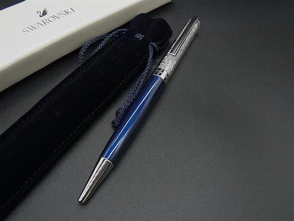 ■新品同様■ SWAROVSKI スワロフスキー スターダスト ツイスト式 ボールペン 筆記用具 文房具 ブルー系×シルバー系 DL9983