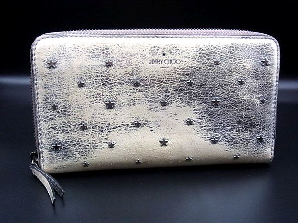Other - JIMMY CHOO　ジミーチュウ スタースタッズ ラウンドファスナー 長財布 ウォレット レディース シルバー系 DM0935