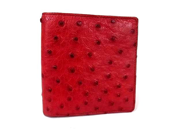 乐天商城 - ■極上■本物■極美品■ オーストリッチ 二つ折り 財布 ウォレット 札入れ 小銭入れ レディースレッド系 DM7175