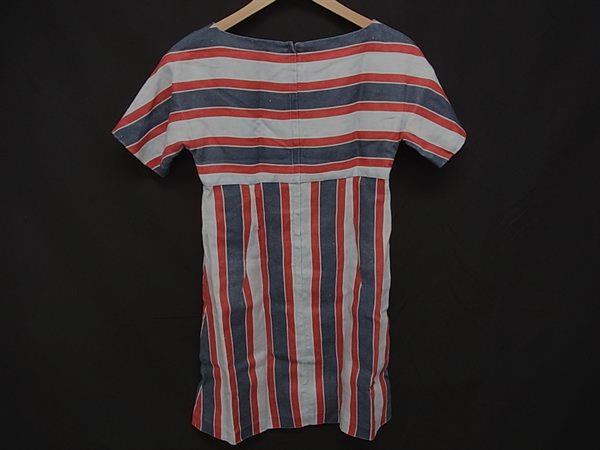 DOLCE＆GABBANA ドルチェ&amp;ガッバーナ リネン100% 半袖 ワンピース 表記サイズ 38 洋服 レディース ブルー系×レッド系 DJ7118