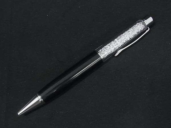 ■極美品■SWAROVSKI スワロフスキー スターダスト ツイスト式 ボールペン 筆記用具 ステーショナリー ブラック系×シルバー系 DK1332