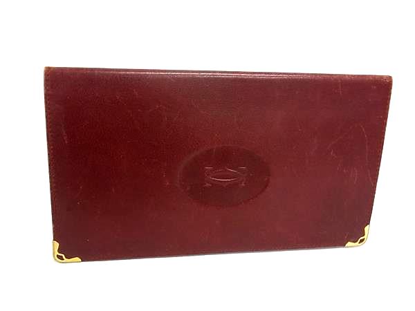 Cartier カルティエ マストライン レザー 二つ折り 長財布 ウォレット 札入れ カード入れ メンズ レディース ボルドー系 DK2403