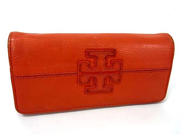 TORY BURCH トリーバーチ レザー 二つ折り 長財布 ウォ小銭入れ 札入れ レディース オレンジ系 DK2444