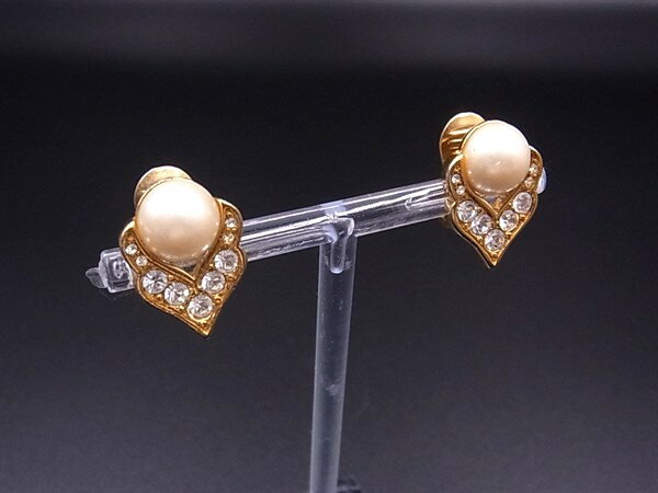 紫水晶 - MONET モネ パール ラインストーン クリップ式 イヤリング アクセサリー レディース ゴールド系 DM1013