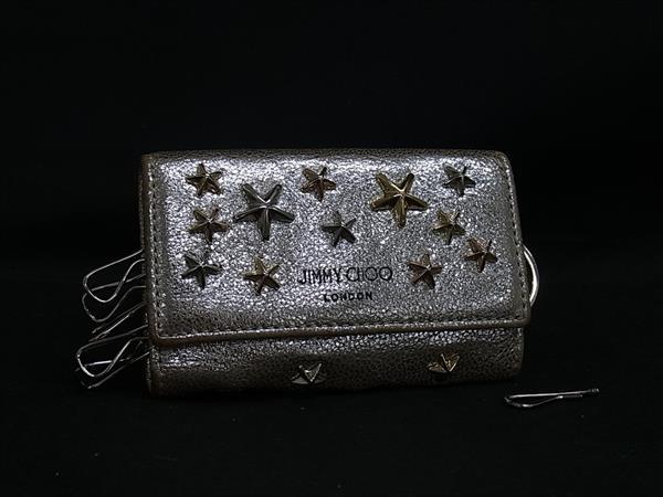 JIMMY CHOO ジミーチュウ ネプチューン スタースタッズ レザー 6連 キーケース 鍵入れ レディース メンズ シルバー系 DM6388
