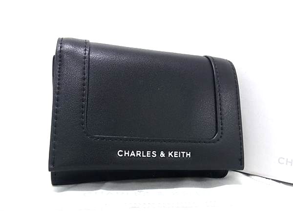 樂天商城 - ■新品同様■ CHARLES & KEITH チャールズアンドキース デイラー レザー 二つ折り 財布 ウォレット 小銭入れ ブラック系 DM6708