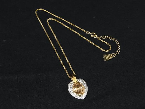 LANVIN ランバン ラインストーン ハート ネックレス ペンダント アクセサリー レディース ゴールド系 DP1316