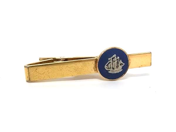WEDGWOOD ウェッジウッド ジャスパー カメオ ネクタイピン タイクリップ アクセサリー 紳士 メンズ ブルー系×ゴールド系 DP1325