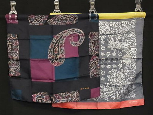 ■美品■ ETRO エトロ シルク100% ペイズリー柄 ハイビスカス柄 ハンカチーフ ポケットチーフ 2点セット まとめ売り DG9521 ■美品■ ETRO エトロ シルク100% ペイズリー柄 ハイビスカス柄 ハンカチーフ ポケットチーフ 2点セット まとめ売り DG9521