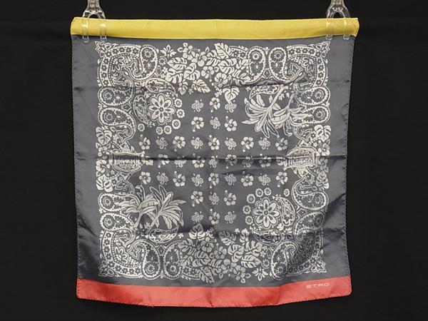 ■美品■ ETRO エトロ シルク100% ペイズリー柄 ハイビスカス柄 ハンカチーフ ポケットチーフ 2点セット まとめ売り DG9521