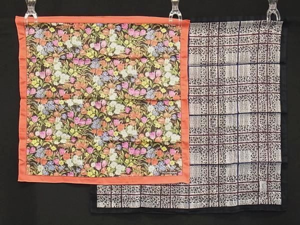 ■極美品■ YVESSAINTLAURENT イヴサンローラン 花柄 ヒョウ柄 ハンカチ ハンカチーフ 2点セット まとめ売り DH6732