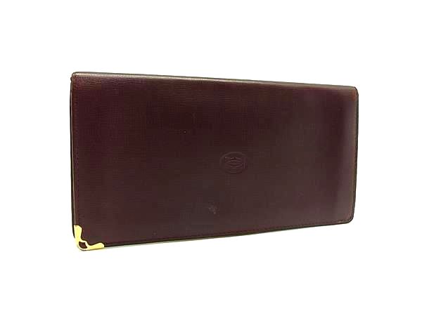 Cartier カルティエ マストライン レザー 二つ折り 長財布 ウォレット 札入れ カード入れ ボルドー系 DJ5181