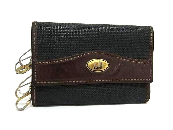 dunhill ダンヒル PVC×レザー 6連 キーケース 鍵入れ メンズ ブラウン系×ブラック系 DM6905