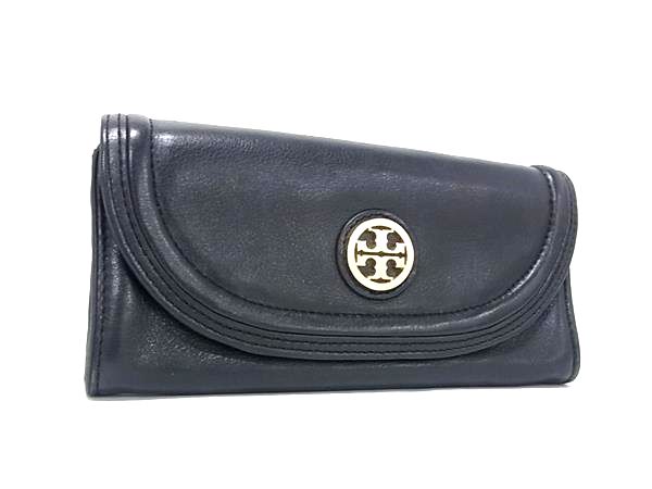 TORY BURCH トリーバーチ ロビンソン レザー 二つ折り 長財布 ウォレット 札入れ 小銭入れ レディース メンズ ブラック系 DM6919