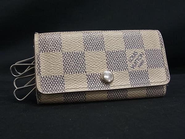 LOUIS VUITTON ルイヴィトン N60020 ダミエアズール ミュルティクレ4 4連 キーケース 鍵入れ メンズ レディース アイボリー系 DM6926