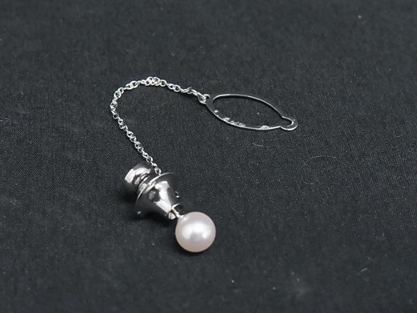 MIKIMOTO ミキモト 本真珠 アコヤ真珠 パール 約6mm ネクタイピン アクセサリー シルバー系 DM6954