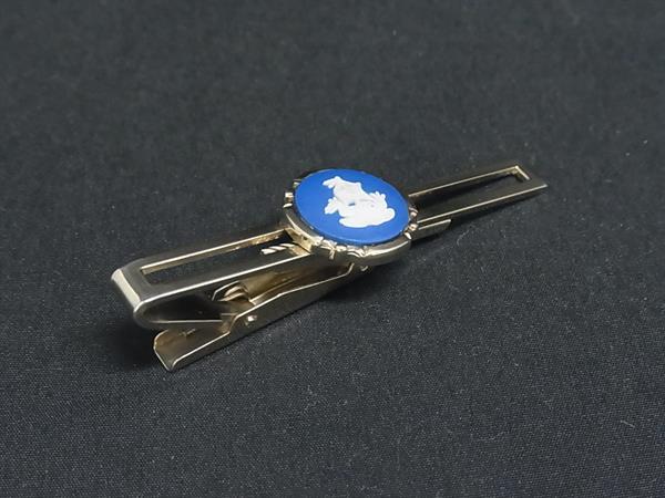 ■美品■ WEDGWOOD ウェッジウッド ジャスパー ネクタイピン タイクリップ アクセサリー メンズ ゴールド系×ブルー系 DM7127