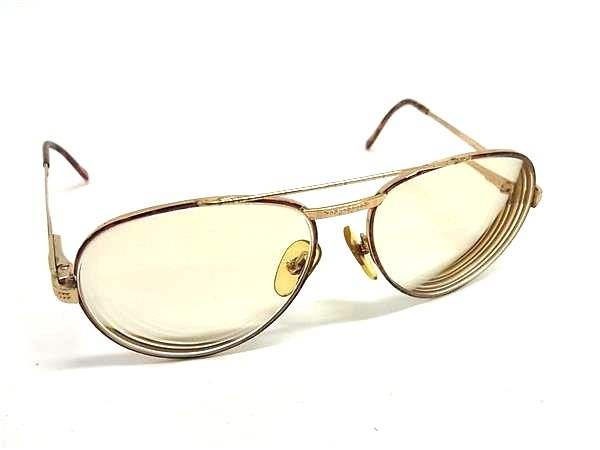 ChristianDior クリスチャンディオール ヴィンテージ 度入り メガネ 眼鏡 レディース メンズ ゴールド系 DM7353