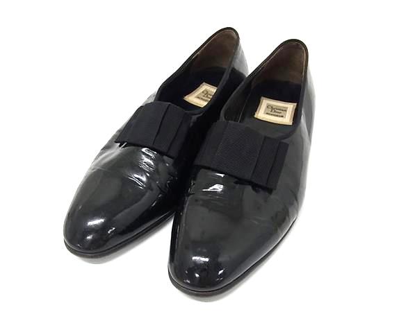 DIOR ディオール バレエシューズ エナメル リボン 36.5 24cm 黒 歩き