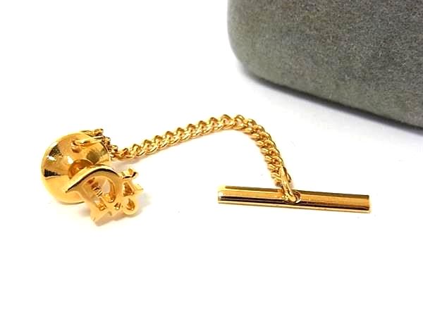 ■美品■ ChristianDior クリスチャンディオール ヴィンテージ タイタック ネクタイピン アクセサリー メンズ ゴールド系 DJ0923