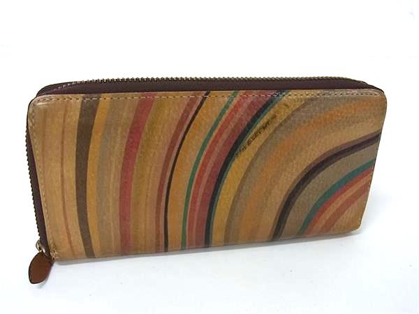 Paul Smith ポールスミス レザー ラウンドファスナー 長財布 ウォレット レディース ブラウン系×マルチカラー DK2456の商品画像