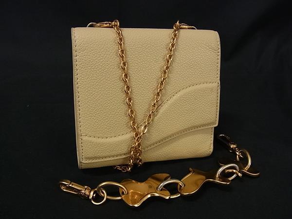 樂天商城 - ■美品■ CHARLES & KEITH チャールズアンドキース レザー ショルダーウォレット チェーン 三つ折り 長財布 ベージュ系 DK3186