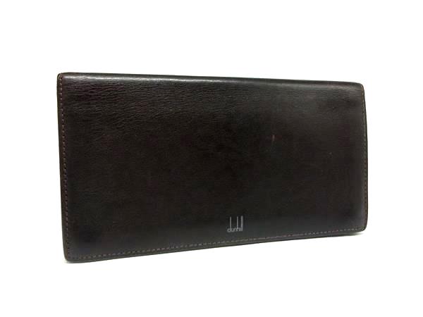 M - ■美品■ dunhill ダンヒル レザー 二つ折り 長財布 ウォレット 札入れ 紳士 ビジネス メンズ ブラウン系 DM6455
