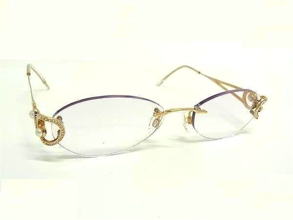 Other - ■美品■ DANIEL SWAROVSKI ダニエルスワロフスキー ラインストーン パール 度入り メガネ 眼鏡 レディース ゴールド系 DM7160
