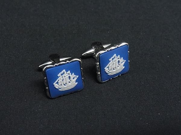WEDGWOOD ウェッジウッド ジャスパー カメオ カフリンクス カフスボタン アクセサリー 紳士 メンズ ブルー系×シルバー系 DM7308