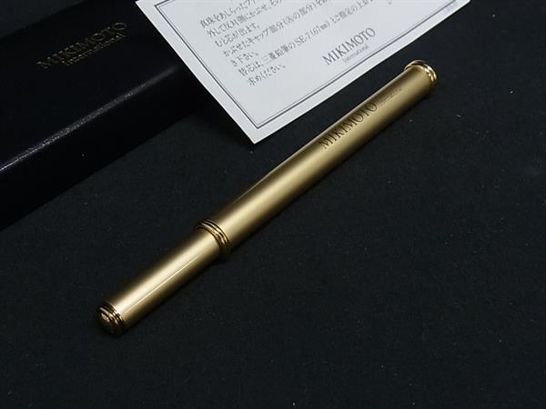 ■美品■ MIKIMOTO ミキモト 本真珠 アコヤ真珠 パール 約5mm キャップ式 ボールペン 筆記用具 文房具 シャンパンゴールド系 DM7540