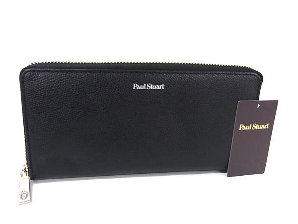 U, 吉 - ■新品同様■ Paul Stuart ポールスチュアート レザー ラウンドファスナー 長財布 ウォレット メンズ ブラック系 BK7669