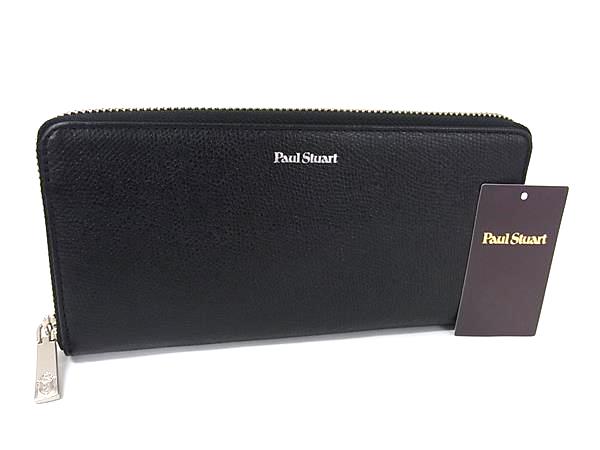 ■新品■未使用■ Paul Stuart ポールスチュアート レザー ラウンドファスナー 長財布 ウォレット メンズ ブラック系 BK7672