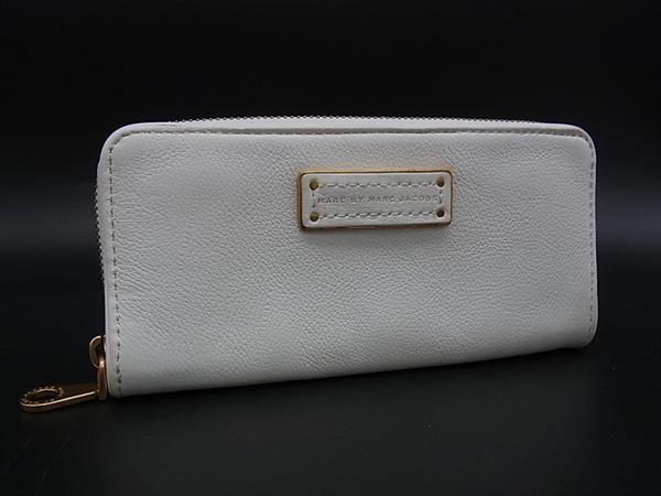 MARC BY MARC JACOBS マークバイマークジェイコブス レザー ラウンドファスナー 長財布 ウォレット オフホワイト系 DH7728