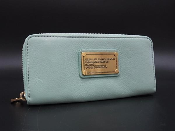 ■美品■ MARC BY MARC JACOBS マークバイマークジェイコブス レザー ラウンドファスナー 長財布 ウォレット グリーン系 DH7729