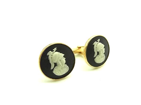 WEDGWOOD ウェッジウッド ジャスパー カメオ カフスボタン カフリンクス アクセサリー ブラック系×ゴールド系 DM4672