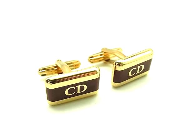 ChristianDior クリスチャンディオール カフスボタン カフリンクス アクセサリー メンズ ブラウン系×ゴールド系 DM4679