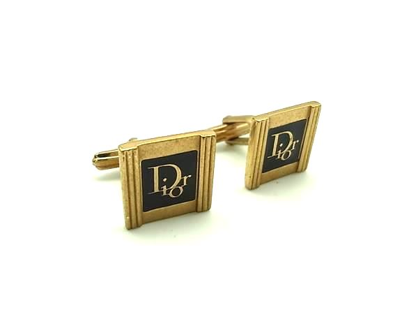 ChristianDior クリスチャンディオール カフスボタン カフリンクス アクセサリー メンズ ゴールド系×ブラック系 DM4697