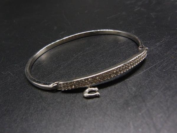■美品■ COACH コーチ ラインストーン ブレスレット バングル アクセサリー レディース シルバー系×クリア DM6552