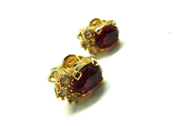 ■美品■ NINA RICCI ニナリッチ ラインストーン クリップ式 イヤリング アクセサリー レディース ゴールド系 DM6584