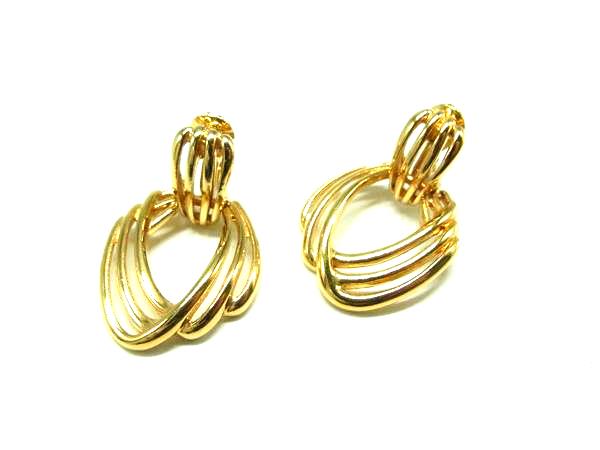 ■美品■ MONET モネ クリップ式 イヤリング アクセサリー レディース ゴールド系 DM6607