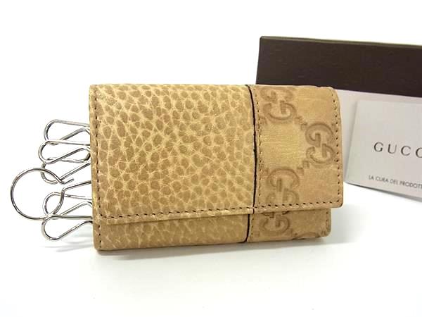 ■新品■未使用■ GUCCI グッチ グッチシマ GG柄 レザー 6連 キーケース 鍵入れ メンズ レディース ブラウン系 FL8398