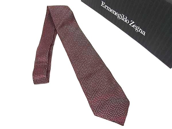 エルメネジルド ゼニア ネクタイ ■新品■未使用■ Ermenegildo Zegna エルメネジルド ゼニア シルク100% 総柄 ネクタイ 紳士 メンズ ボルドー系×ブラック系 BI9482