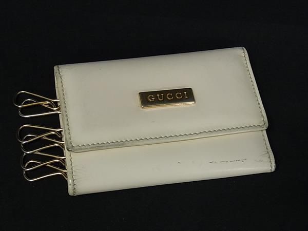 GUCCI グッチ パテントレザー 6連 キーケース 鍵入れ レディース クリーム系 DK4627