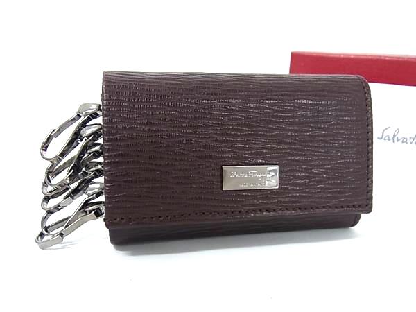 ■新品同様■ Salvatore Ferragamo フェラガモ レザー 6連 キーケース 鍵入れ レディース メンズ ブラウン系 FL4719