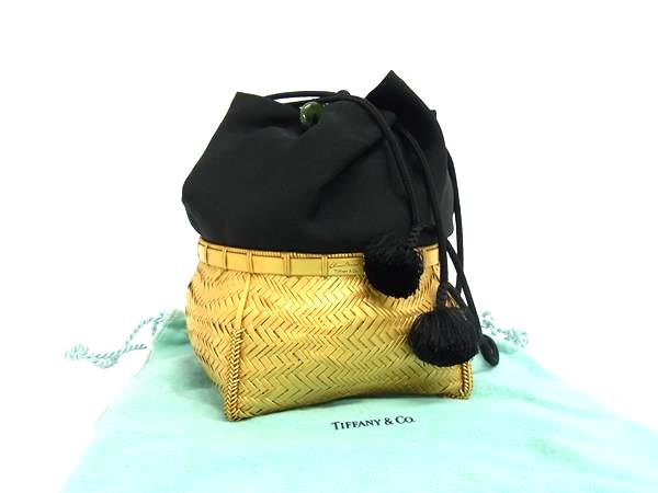 ■希少■美品■ TIFFANY＆Co ティファニー エルサペレッティ 翡翠 特殊素材 巾着型 ハンドバッグ マルチポーチ FU7538