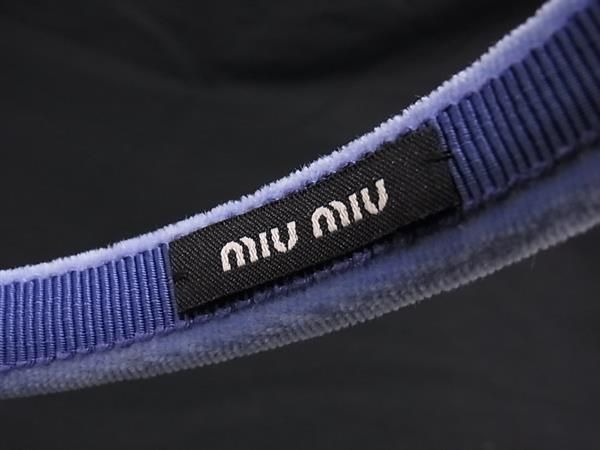 ■新品■未使用■ miumiu ミュウミュウ 2F4L ベルベット パール カチューシャ ヘアアクセサリー レディース ブルー系 BI4548