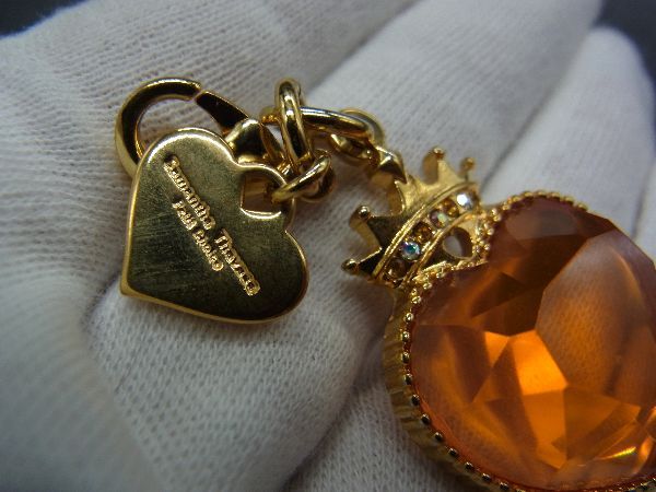 ■極美品■ Samantha Thavasa petit choice サマンサタバサ ハートティアラチャーム キーホルダー ゴールド系×オレンジ系 DF1037
